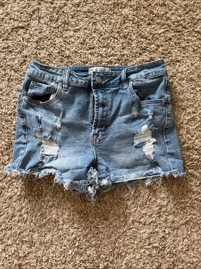 Fashion Nova Light Blue Distressed Denim Shorts